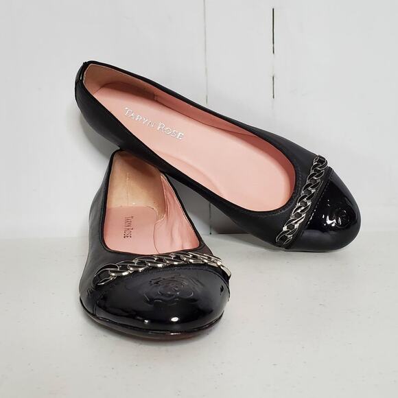 Taryn Rose Paola Soft Leather Cap Toe Ballerina Pumps 6 - Picture 2 of 11